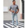 imageRuncati Mens Henley Shirt Short Sleeve Casual Button Basic Tees Slim Fit Stretch Summer T ShirtsDark Grey