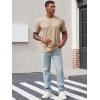 imageRuncati Mens Henley Shirt Short Sleeve Casual Button Basic Tees Slim Fit Stretch Summer T ShirtsKhaki