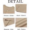 imageRuncati Mens Henley Shirt Short Sleeve Casual Button Basic Tees Slim Fit Stretch Summer T ShirtsKhaki