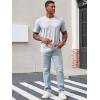 imageRuncati Mens Henley Shirt Short Sleeve Casual Button Basic Tees Slim Fit Stretch Summer T ShirtsLight Grey