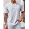 imageRuncati Mens Henley Shirt Short Sleeve Casual Button Basic Tees Slim Fit Stretch Summer T ShirtsLight Grey