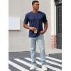 imageRuncati Mens Henley Shirt Short Sleeve Casual Button Basic Tees Slim Fit Stretch Summer T ShirtsNavy