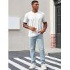 imageRuncati Mens Henley Shirt Short Sleeve Casual Button Basic Tees Slim Fit Stretch Summer T ShirtsWhite
