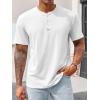 imageRuncati Mens Henley Shirt Short Sleeve Casual Button Basic Tees Slim Fit Stretch Summer T ShirtsWhite