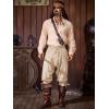 imageRuncati Mens Medieval Ankle Banded Pants Renaissance Viking Pirate Navigator Pants Lace Up Cotton Halloween TrousersBeige