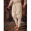 imageRuncati Mens Medieval Ankle Banded Pants Renaissance Viking Pirate Navigator Pants Lace Up Cotton Halloween TrousersBeige