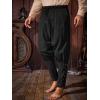 imageRuncati Mens Medieval Ankle Banded Pants Renaissance Viking Pirate Navigator Pants Lace Up Cotton Halloween TrousersBlack