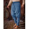 imageRuncati Mens Medieval Ankle Banded Pants Renaissance Viking Pirate Navigator Pants Lace Up Cotton Halloween TrousersBluish Gray