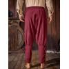 imageRuncati Mens Medieval Ankle Banded Pants Renaissance Viking Pirate Navigator Pants Lace Up Cotton Halloween TrousersBurgundy