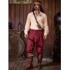 imageRuncati Mens Medieval Ankle Banded Pants Renaissance Viking Pirate Navigator Pants Lace Up Cotton Halloween TrousersBurgundy