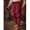 imageRuncati Mens Medieval Ankle Banded Pants Renaissance Viking Pirate Navigator Pants Lace Up Cotton Halloween TrousersBurgundy