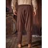 imageRuncati Mens Medieval Ankle Banded Pants Renaissance Viking Pirate Navigator Pants Lace Up Cotton Halloween TrousersCoffee