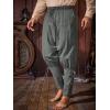 imageRuncati Mens Medieval Ankle Banded Pants Renaissance Viking Pirate Navigator Pants Lace Up Cotton Halloween TrousersDark Grey