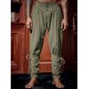 imageRuncati Mens Medieval Ankle Pants Renaissance Viking Pirate Lace Up Tapered Halloween Linen Costume TrousersArmy Green