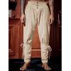 imageRuncati Mens Medieval Ankle Pants Renaissance Viking Pirate Lace Up Tapered Halloween Linen Costume TrousersBeige