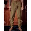 imageRuncati Mens Medieval Ankle Pants Renaissance Viking Pirate Lace Up Tapered Halloween Linen Costume TrousersBrown
