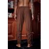 imageRuncati Mens Medieval Ankle Pants Renaissance Viking Pirate Lace Up Tapered Halloween Linen Costume TrousersCoffee