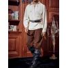 imageRuncati Mens Medieval Ankle Pants Renaissance Viking Pirate Lace Up Tapered Halloween Linen Costume TrousersCoffee