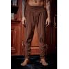 imageRuncati Mens Medieval Ankle Pants Renaissance Viking Pirate Lace Up Tapered Halloween Linen Costume TrousersCoffee