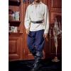 imageRuncati Mens Medieval Ankle Pants Renaissance Viking Pirate Lace Up Tapered Halloween Linen Costume TrousersNavy