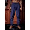 imageRuncati Mens Medieval Ankle Pants Renaissance Viking Pirate Lace Up Tapered Halloween Linen Costume TrousersNavy