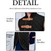 imageRuncati Mens Padded Gambeson Vest Sleeveless Aketon Armor Medieval Knight Surcoat Halloween LARP Costume DressBlack