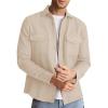 imageRuncati Mens Casual Shacket Twill Button Down Shirt Jacket Long Sleeve Lightweight JacketBeige