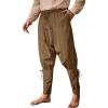 imageRuncati Mens Medieval Ankle Banded Pants Renaissance Viking Pirate Navigator Pants Lace Up Cotton Halloween TrousersBrown