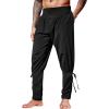 imageRuncati Mens Medieval Ankle Pants Renaissance Viking Pirate Lace Up Tapered Halloween Linen Costume TrousersBlack