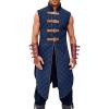 imageRuncati Mens Padded Gambeson Vest Sleeveless Aketon Armor Medieval Knight Surcoat Halloween LARP Costume DressBlue