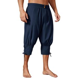 imageRuncati Mens Pirate Shorts Medieval Renaissance Banded Pants Viking Navigator Halloween CostumeNavy Blue