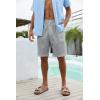 imageRuncati Mens Cotton Linen Flat Front Shorts Button Up Closure Elastic Waist Regular Fit Summer Beach ShortsGrey