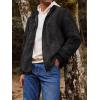 imageRuncati Mens Fuzzy Sherpa Jacket Cardigan Fleece Long Sleeve Full Zip Open Front Thermal Coat Fall Winter OutwearBlack