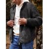 imageRuncati Mens Fuzzy Sherpa Jacket Cardigan Fleece Long Sleeve Full Zip Open Front Thermal Coat Fall Winter OutwearBlack