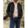 imageRuncati Mens Fuzzy Sherpa Jacket Cardigan Fleece Long Sleeve Full Zip Open Front Thermal Coat Fall Winter OutwearBlack