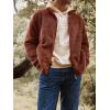 imageRuncati Mens Fuzzy Sherpa Jacket Cardigan Fleece Long Sleeve Full Zip Open Front Thermal Coat Fall Winter OutwearBrown