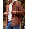 imageRuncati Mens Fuzzy Sherpa Jacket Cardigan Fleece Long Sleeve Full Zip Open Front Thermal Coat Fall Winter OutwearBrown