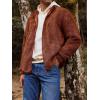 imageRuncati Mens Fuzzy Sherpa Jacket Cardigan Fleece Long Sleeve Full Zip Open Front Thermal Coat Fall Winter OutwearBrown