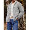 imageRuncati Mens Fuzzy Sherpa Jacket Cardigan Fleece Long Sleeve Full Zip Open Front Thermal Coat Fall Winter OutwearGrey