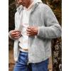 imageRuncati Mens Fuzzy Sherpa Jacket Cardigan Fleece Long Sleeve Full Zip Open Front Thermal Coat Fall Winter OutwearGrey
