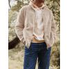 imageRuncati Mens Fuzzy Sherpa Jacket Cardigan Fleece Long Sleeve Full Zip Open Front Thermal Coat Fall Winter OutwearKhaki