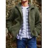 imageRuncati Mens Fuzzy Sherpa Jacket Long Sleeve Fleece Zip Up Coat Fall Winter Warm OutwearArmy Green