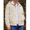 imageRuncati Mens Fuzzy Sherpa Jacket Long Sleeve Fleece Zip Up Coat Fall Winter Warm OutwearBeige