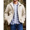 imageRuncati Mens Fuzzy Sherpa Jacket Long Sleeve Fleece Zip Up Coat Fall Winter Warm OutwearBeige