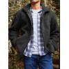 imageRuncati Mens Fuzzy Sherpa Jacket Long Sleeve Fleece Zip Up Coat Fall Winter Warm OutwearBlack