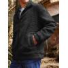 imageRuncati Mens Fuzzy Sherpa Jacket Long Sleeve Fleece Zip Up Coat Fall Winter Warm OutwearBlack