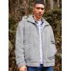 imageRuncati Mens Fuzzy Sherpa Jacket Long Sleeve Fleece Zip Up Coat Fall Winter Warm OutwearGray