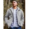 imageRuncati Mens Fuzzy Sherpa Jacket Long Sleeve Fleece Zip Up Coat Fall Winter Warm OutwearGray