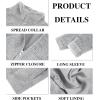 imageRuncati Mens Fuzzy Sherpa Jacket Long Sleeve Fleece Zip Up Coat Fall Winter Warm OutwearGray