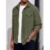 imageRuncati Mens Long Sleeve Suede Shirts Button Down Shacket Casual Work Western Regular Fit Shirt JacketArmy Green